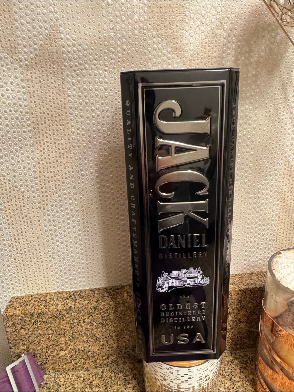Jack Daniel Distillery Decorative Metal Tin Holder Display Black